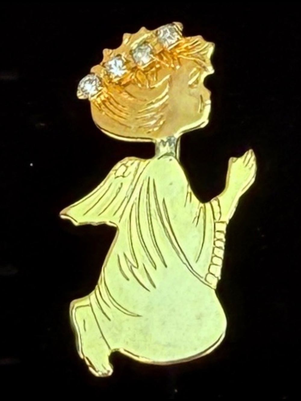 Goldtone Angel Brooch with Crystal Accents